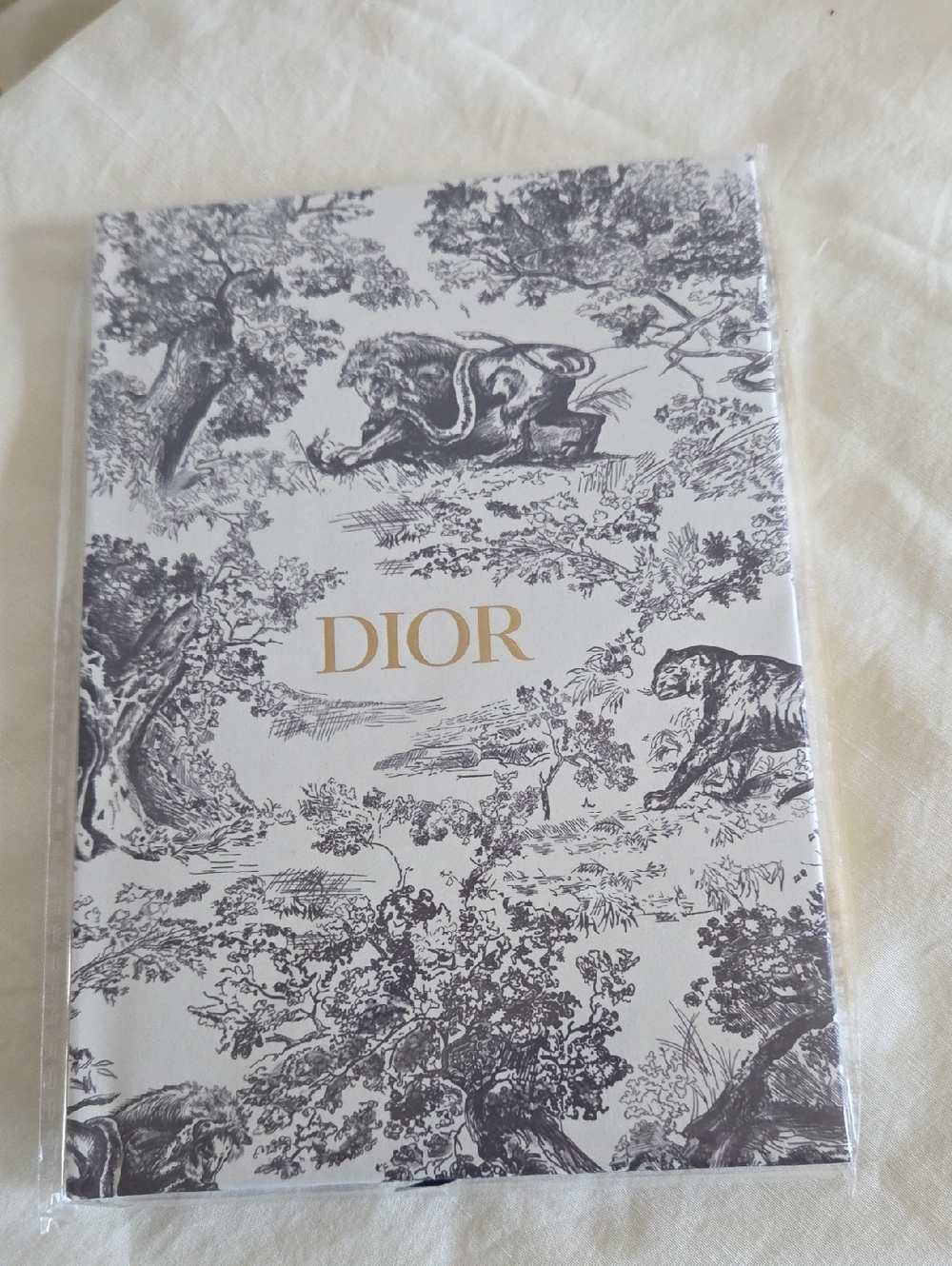 Dior Toile Notebook — White, Black & Gold Logo